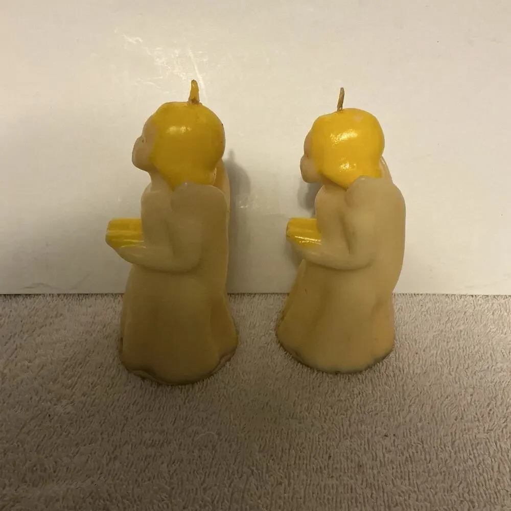 Vintage Pair Of Choral Girls Candles By Tavern Candle Company Unburned
